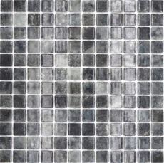 Muestra de mano piscina mosaico piscina mosaico de vidrio negro antracita iridiscente pared suelo cocina baño ducha MOS220-P56253_m