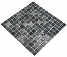 Muestra de mano piscina mosaico piscina mosaico de vidrio negro antracita iridiscente pared suelo cocina baño ducha MOS220-P56253_m