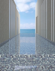 Muestra de mano piscina mosaico piscina mosaico de vidrio azul real iridiscente brillante pared suelo cocina baño ducha MOS220-P56254_m