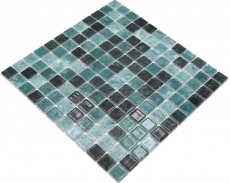 Muestra de mano piscina mosaico piscina mosaico de vidrio verde antracita iridiscente pared suelo cocina baño ducha MOS220-P56258_m