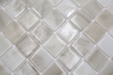Muestra de mano piscina mosaico piscina mosaico de vidrio beige claro iridiscente pared suelo cocina baño ducha MOS220-P56381_m
