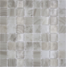 Muestra de mano piscina mosaico piscina mosaico de vidrio beige claro iridiscente pared suelo cocina baño ducha MOS220-P56381_m