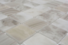 Muestra de mano piscina mosaico piscina mosaico de vidrio beige claro iridiscente pared suelo cocina baño ducha MOS220-P56381_m