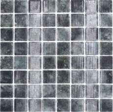 Muestra de mano piscina mosaico piscina mosaico de vidrio negro antracita iridiscente pared suelo cocina baño ducha MOS220-P56383_m