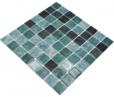 Muestra de mano piscina mosaico piscina mosaico de vidrio verde antracita iridiscente pared suelo cocina baño ducha MOS220-P56388_m