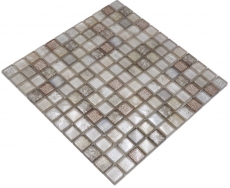 Muestra de mano mosaico de vidrio mosaico azulejo beige brillante cocodrilo estructura pared cocina baño ducha MOS68-WL34_m