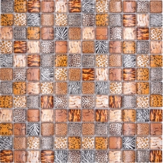 Muestra de mano mosaico de vidrio mosaico azulejo marrón claro brillante safari pared cocina baño ducha MOS68-WL54_m