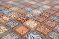 Muestra de mano mosaico de vidrio mosaico azulejo marrón claro brillante safari pared cocina baño ducha MOS68-WL54_m