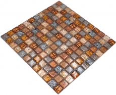 Muestra de mano mosaico de vidrio mosaico azulejo marrón claro brillante safari pared cocina baño ducha MOS68-WL54_m