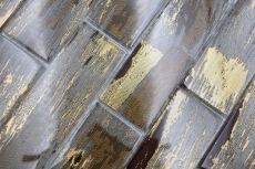Muestra de mano mosaico de vidrio mosaico azulejo negro con oro brillante pared cocina baño ducha MOS88-SW01_m
