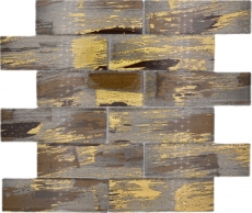 Muestra de mano mosaico de vidrio mosaico azulejo negro con oro brillante pared cocina baño ducha MOS88-SW01_m