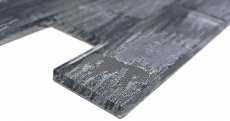 Muestra de mano mosaico de vidrio mosaico azulejo negro con plata brillante pared cocina baño ducha MOS88-SW02_m