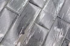 Muestra de mano mosaico de vidrio mosaico azulejo negro con plata brillante pared cocina baño ducha MOS88-SW02_m
