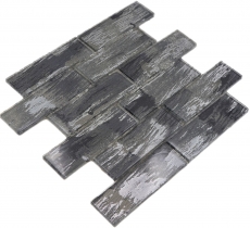 Muestra de mano mosaico de vidrio mosaico azulejo negro con plata brillante pared cocina baño ducha MOS88-SW02_m