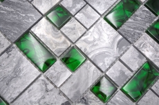 Muestra de mano piedra natural mosaico de vidrio gris con verde brillante pared suelo cocina baño ducha - MOS88-0405_m