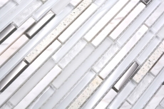 Muestra de la mano de piedra natural de mosaico de vidrio compuesto / piedra blanca brillante pared cocina cuarto de baño ducha - MOS86-SV62_m