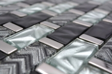 Mano patrón de vidrio mosaico de azulejos de mosaico gris negro plata brillante pared cocina baño ducha - MOS83-MW10_m