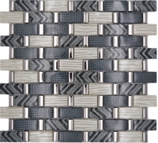 Muestra de mano mosaico de vidrio mosaico azulejo gris plata oro brillante pared cocina baño ducha - MOS83-MW20_m