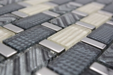 Muestra de mano mosaico de vidrio mosaico azulejo gris plata oro brillante pared cocina baño ducha - MOS83-MW20_m