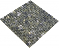 Mano patrón de piedra natural mosaico de mármol verde mate pared piso cocina baño ducha MOS38-15-407_m