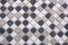 Muestra de la mano de piedra natural mosaico de mármol beige gris negro mate pared piso cocina baño ducha MOS38-15-1125_m