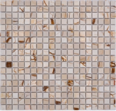 Muestra de mano piedra natural mosaico mármol crema dorado pulido pared suelo cocina baño ducha MOS38-15-2807_m