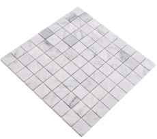 Muestra de mano piedra natural mosaico mármol blanco carrara look mate pared suelo cocina baño ducha MOS42-32-2000_m
