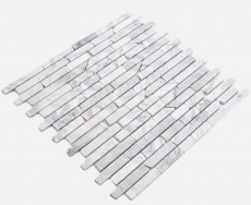 Muestra de mano azulejos de mosaico de piedra natural mármol blanco carrara look mate pared suelo cocina baño ducha MOS40-Brick2000_m