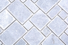 Muestra de mano azulejos de mosaico de piedra natural mármol gris claro mate pared suelo cocina baño ducha MOS40-FP40_m