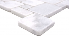 Muestra de mano azulejos de mosaico de piedra natural mármol blanco mate pared suelo cocina baño ducha MOS40-FP42_m