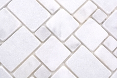 Muestra de mano azulejos de mosaico de piedra natural mármol blanco mate pared suelo cocina baño ducha MOS40-FP42_m