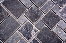 Muestra de mano azulejos de mosaico de piedra natural mármol negro mate pared suelo cocina baño ducha MOS40-FP43_m