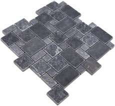 Muestra de mano azulejos de mosaico de piedra natural mármol negro mate pared suelo cocina baño ducha MOS40-FP43_m