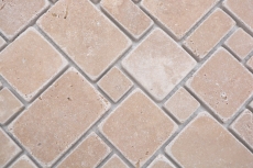 Muestra de mano azulejos de mosaico de piedra natural travertino nogal mate pared suelo cocina baño ducha MOS40-FP44_m