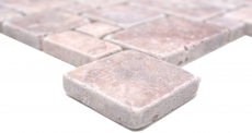 Muestra de mano azulejos de mosaico de piedra natural travertino rojo mate pared suelo cocina baño ducha MOS40-FP45_m