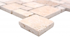 Muestra de mano azulejos de mosaico de piedra natural travertino beige mate pared suelo cocina baño ducha MOS40-FP46_m