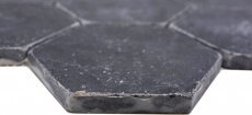 Muestra de mano azulejos de mosaico de piedra natural mármol negro mate pared suelo cocina baño ducha MOS42-HX143_m