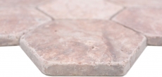 Muestra de mano azulejos de mosaico de piedra natural travertino rojo mate pared suelo cocina baño ducha MOS42-HX145_m