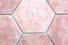 Muestra de mano azulejos de mosaico de piedra natural travertino rojo mate pared suelo cocina baño ducha MOS42-HX145_m