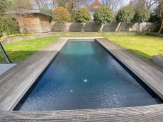 Mosaico de vidrio para piscina mosaico flotante gris aspecto basalto gris oscuro pegado con papel para piscina - MOS200-A09