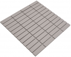Mosaico de azulejos de cerámica barras de color gris claro sin esmaltar MOS24-1202_f