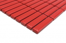 Cerámica mosaico varillas retro 50s 60s correas rojo brillante MOS24-BM7