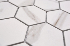 Mosaico de cerámica hexágono calacatta hexágono blanco gris-marrón mate MOS11G-0112