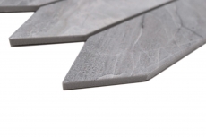 Mosaico cerámico hexágono aspecto piedra alargado gris claro mate MOS13-L0206