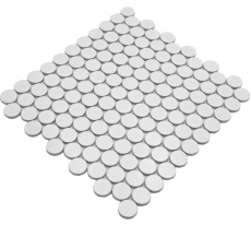 Mosaico cerámico Button Loop Penny Round uni blanco mate MOS10-0111GR