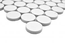 Mosaico cerámico Button Loop Penny Round uni blanco mate MOS10-0111GR