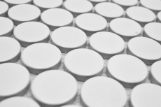 Mosaico cerámico Button Loop Penny Round uni blanco mate MOS10-0111GR