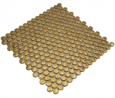 Cerámica mosaico azulejo botón lazo penny redondo uni oro martillado MOS10-0707