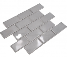 Mosaico cerámico Metro Sybway composite uni stone gris claro brillante MOS26-345