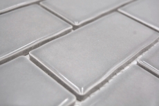 Mosaico cerámico Metro Sybway composite uni stone gris claro brillante MOS26-345